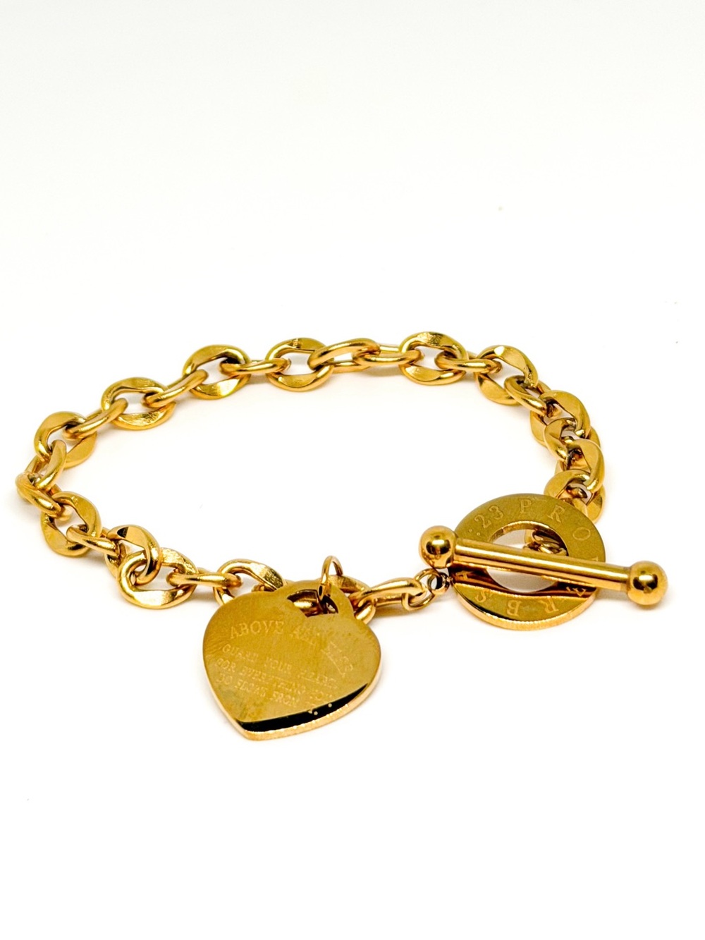 Gold Heart Toggle Charm Bracelet - Women's Jewelry